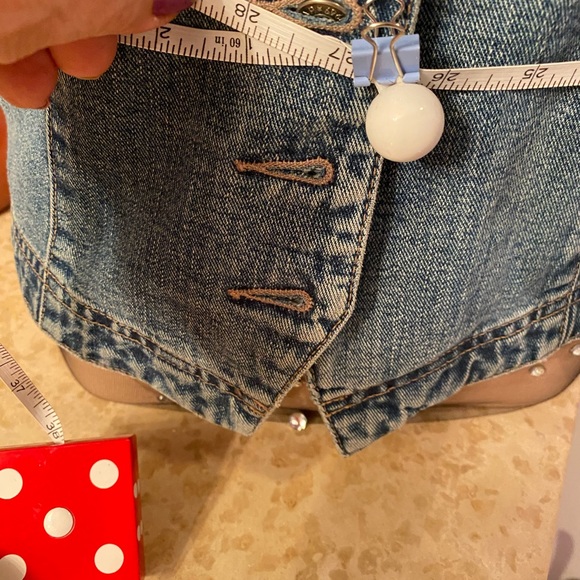 Denim and Velvet Vintage vest- hip and super cool and super sexy! - Picture 7 of 11